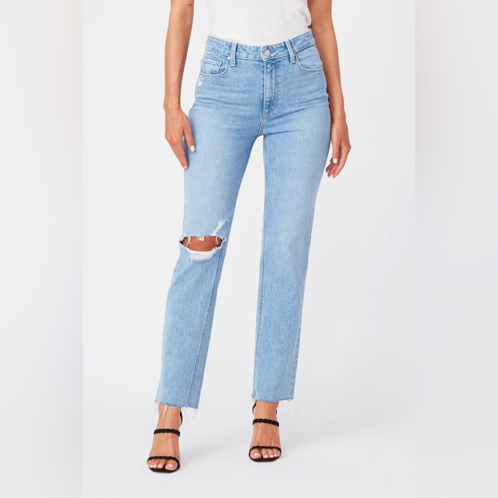 NWOT Paige Stella Jeans in Gnarly Deconstructed‎ Light Blue Distressed Ripped 32